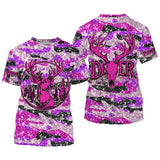 Maxcorners Pink glitter camo hunting Customize Name 3D All Over Printed Shirts, Deer hunting shirts for women LM2608