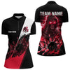 Maxcorners Black and Red Skull reaper bowling jerseys Polo, 1/4 Zip Shirt for Women Custom Bowling Team shirts