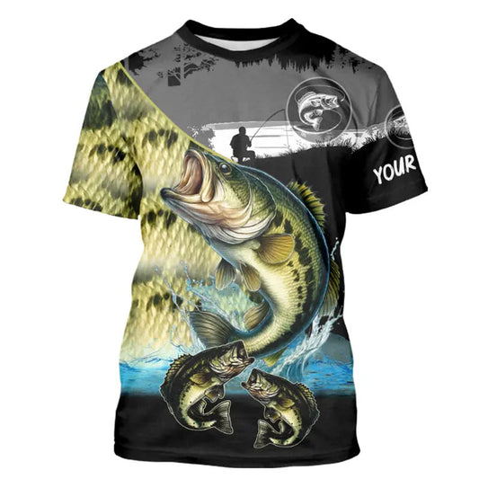 Maxcorners Largemouth Bass fishing green scales customize performance long sleeves Fishing shirts, fishing gifts LM1112