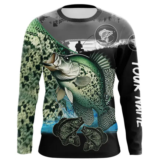 Maxcorners Crappie fishing green scales customize performance long sleeves Fishing shirts, Crappie fishing gifts LM1112