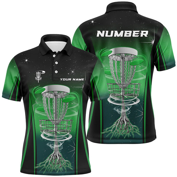 Maxcorners Gradient Green Light Mens disc golf polo shirt custom Disc golf outfit, mens disc golf apparel MT0510