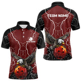 Maxcorners Men's bowling Polo, Quarter Zip shirts Custom Eagle bowling lightning storm team league jerseys | Red LM253