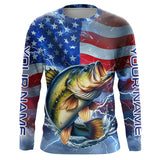 Maxcorners Largemouth Bass fishing American flag Long Sleeve Fishing Shirt custom Lightning Bass fishing jersey MT2108