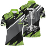 Maxcorners Green tribal black Mens disc golf polo shirt custom name, number disc golf jersey, disco golf outfit MT0510