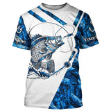 Maxcorners Crappie Fishing blue camo UV protection Custom long sleeves fishing shirts, Crappie fishing jerseys MT2108