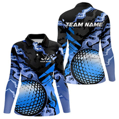 Maxcorners Black and blue camo golf ball Womens golf polos shirts custom ladies golf clothing, gifts for golfer