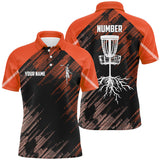 Maxcorners Orange Disc golf basket camo custom name & number Men disc golf polo shirts, disc golf outfit MT0510