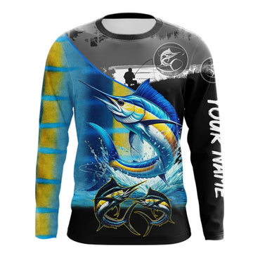 Maxcorners Marlin fishing scales customize performance long sleeves Fishing shirts, Marlin fishing jerseys LM2901