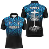 Maxcorners Mens golf polo shirts custom Blue diamond pattern disc golf basket jerseys, disc golf attire MT0510