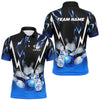 Maxcorners Bowling Ball And Pins Black And Blue Lightning ThunderCustomized Name, Team Name 3D Shirt
