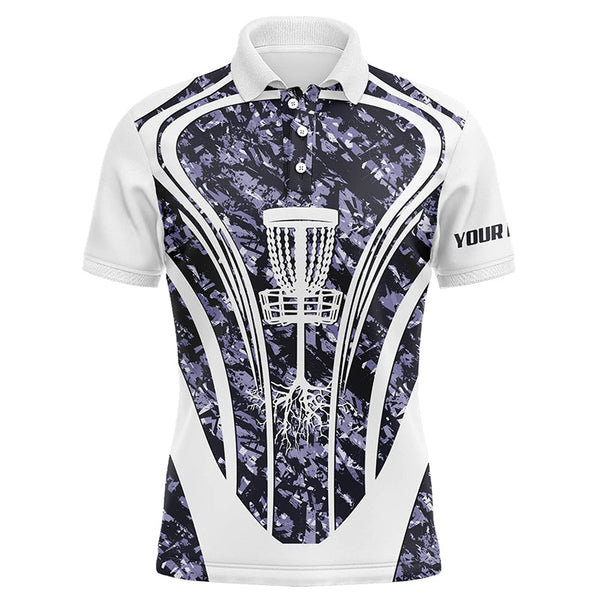 Maxcorners Mens golf polo shirts custom purple camo disc golf basket jersey, disc golf apparel MT0510