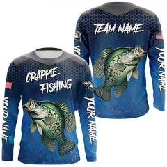 Maxcorners Blue camo Crappie fishing Custom performance long sleeve team Crappie fishing tournament shirts MT2108