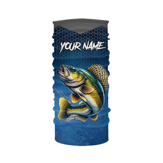 Maxcorners Blue camo Walleye fishing Custom performance long sleeve team Walleye fishing tournament shirts LM0201