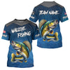 Maxcorners Blue camo Walleye fishing Custom performance long sleeve team Walleye fishing tournament shirts MT2108