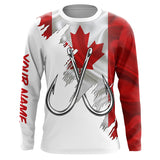 Maxcorners Canadian flag Fishing Fish Hook UV protection custom long sleeves shirts Patriotic fishing apparel MT2108