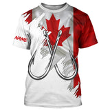 Maxcorners Canadian flag Fishing Fish Hook UV protection custom long sleeves shirts Patriotic fishing apparel MT2108
