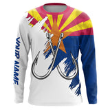 Maxcorners Arizona flag AZ Fishing Fish Hook UV protection custom long sleeve shirts Patriotic fishing apparel MT2108
