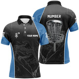 Maxcorners Black camo Mens disc golf polo shirts custom team disc golf basket jerseys, unique golf gifts | Blue MT0510
