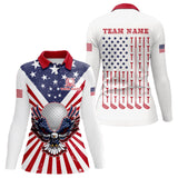 Maxcorners Red, White And Blue American Flag Eagle Womens Golf Polo Shirts Custom Patriotic Ladies Golf Top