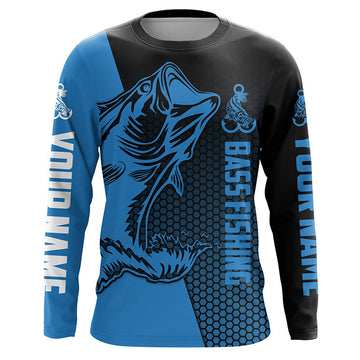 Maxcorners Largemouth Bass fishing UV protection Custom Long sleeve Fishing shirts, Blue Bass tournament jerseys LM0201
