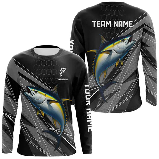 Maxcorners Personalized Black camo Tuna Fishing Jerseys, Tuna Tournament fishing team shirts LM0201