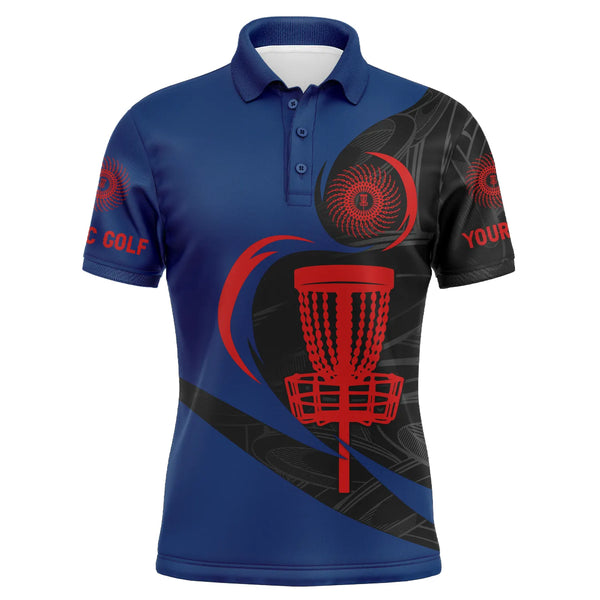 Maxcorners Disc golf basket Men polo shirts custom name disc golf polo shirts for men, disc golfing gifts | Blue MT0510