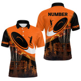 Maxcorners Black and Orange Mens Disc golf polo shirts Custom Disc Golf basket forest tree, Disc Golfer Gift LM0910