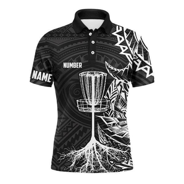 Maxcorners White tribal Mens disc golf polo shirt custom black disc golf basket jerseys team mens disc golf shirt MT0510
