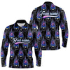 Maxcorners Black Bowling Ball Camo Blue Flame Bowling Polo, 1/4 Zip Shirt For Men Custom Bowling Team Jersey