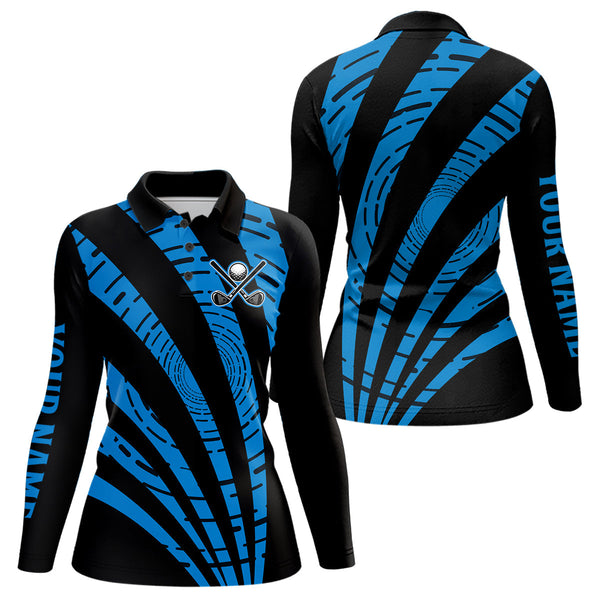 Maxcorners Custom Black and Blue camo Golf Polo Shirt For Men Custom men's golf tops, personalized golf gifts MT0609