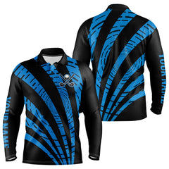 Maxcorners Custom Black and Blue camo Golf Polo Shirt For Men Custom men's golf tops, personalized golf gifts MT0609
