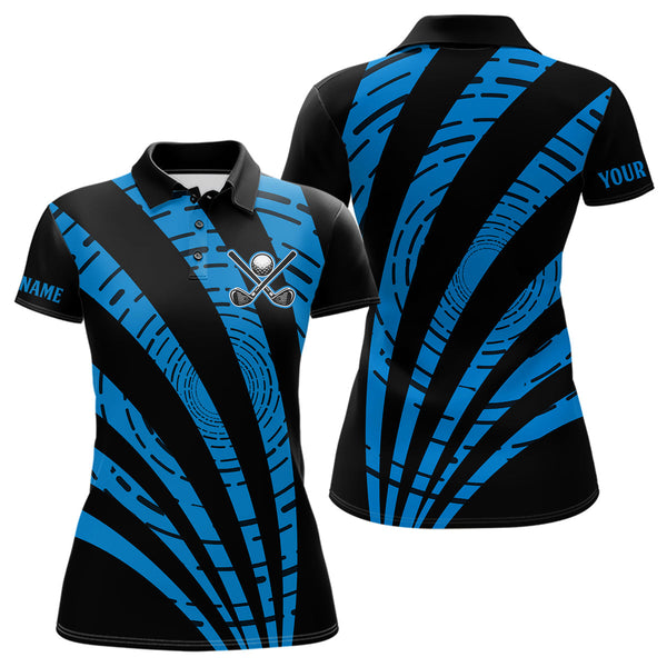 Maxcorners Custom Black and Blue camo Golf Polo Shirt For Men Custom men's golf tops, personalized golf gifts MT0609