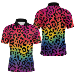 Maxcorners Custom Colorful rainbow pattern Mens golf polo shirt, Personalized animal print golf shirt outfit MT0708