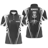 Maxcorners Black and white Disc golf jersey custom name & number Men polo shirts disc golf outfit MT0510