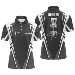 Maxcorners Black and white Disc golf jersey custom name & number Men polo shirts disc golf outfit MT0510