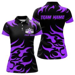 Maxcorners Black and Purple Flame Bowling shirts for Men Custom team bowling jerseys, mens bowling apparel LM1307