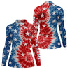 Maxcorners American Flag Tie dye pattern Mens golf polo shirts custom name patriotic golf attire for mensMT0306