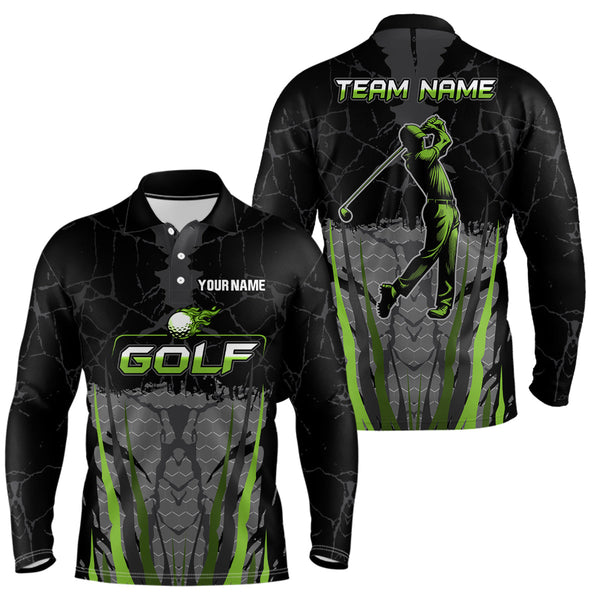 Maxcorners Black Camo Mens golf polo shirts custom golf attire for mens, golfing gifts | GreenMT0306