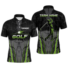 Maxcorners Black Camo Mens golf polo shirts custom golf attire for mens, golfing gifts | GreenMT0306