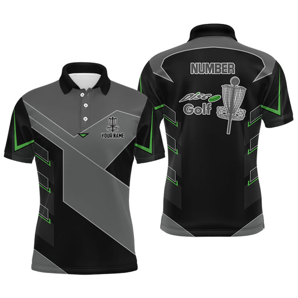 Maxcorners Mens disc golf polo shirts custom name, number black disc golf shirt, disc golf outfit for men MT0510