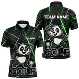 Maxcorners Black and Green Funny Panda Playing Golf Polo Shirt For Men Custom men's golf clothes funny golf gift LM2509