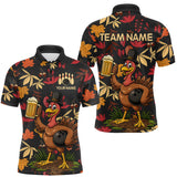 Maxcorners Funny Turkey Bowling Beer Thanksgiving pattern Custom Team bowling jerseys men, bowling gifts for men MT2510