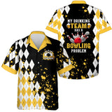 Maxcorners Personalized Yellow Beer Retro Bowling Polo Shirts Custom My Drinking Team Has A Bowling Problem For Men And Women