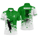 Maxcorners Green and white Mens disc golf polo shirt custom name and number disc golf jerseys, golf outfit men MT0510