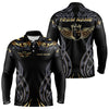 Maxcorners Personalized Black And Gold tribal pattern Bowling Shirts For Men, angel wings Bowling Team jerseys LM2007