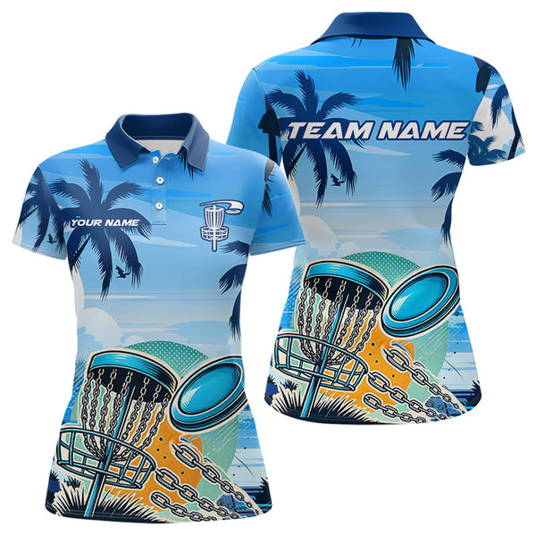 Maxcorners Blue Disc golf basket Mens Disc golf polo shirts Custom team disc golf jerseysMT0306