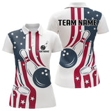 Maxcorners Red, White and Blue American Flag Bowling shirts For Men custom patriotic bowling team uniform jersey LM2707