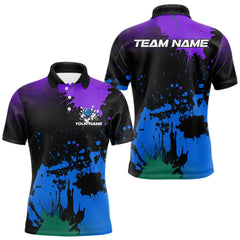 Maxcorners Personalized Bowling Polo, Quarter Zip Shirts For Men Custom Team Bowling Jersey Gift For Bowlers LM0409