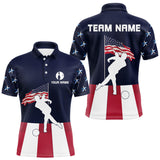 Maxcorners Red, White and Blue American Flag Bowling Team Shirts For Men Custom Patriotic Bowling Jerseys LM1307