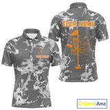 Maxcorners Gray Camo Orange Disc Golf basket Mens Disc golf polo shirts Custom team disc golf jerseys MT0510